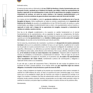 Información a los vecinos de la ley 7/2022 de residuos y suelos contaminados para una economía circular